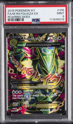 2015 POKEMON XY ROARING SKIES #105 FULL ART/M RAYQUAZA EX PSA 9 - Image 1