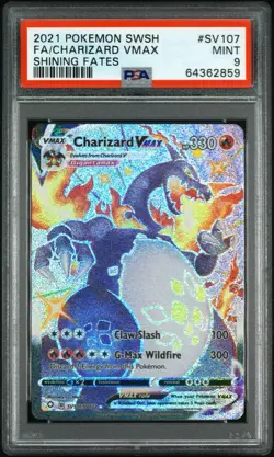 2021 Pokemon Charizard VMAX Full Art Holo Rare Shining Fates #SV107 PSA 9 - Image 1