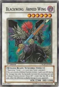 Yugioh: 1x Blackwing Armed Wing - RGBT-EN041 - Super Rare - Unlimited Edition - - Image 1
