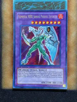 Yugioh Elemental HERO Shining Phoenix Enforcer LCGX-EN139 Secret Rare 1st Ed LP - Image 1