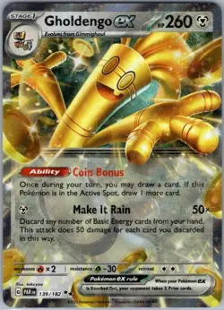 Pokemon Card Gholdengo EX 139/182 Paradox Rift - Near Mint - Image 1