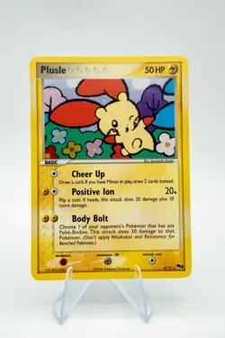 LP+/NM- Holo Plusle Pokemon Card | Vintage Rare | 2006 POP Series 3 5/17 SWIRL - Image 1