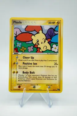 LP+/NM- Holo Plusle Pokemon Card | Vintage Rare | 2006 POP Series 3 5/17 SWIRL - Image 1