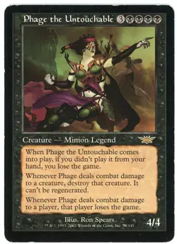 Phage the Untouchable 78/145 Legions 2003 LGN Heavily Played HP Rare MTG Magic - Image 1