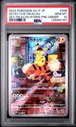 2023 POKEMON JPN SV-P PROMO #098 DETECTIVE PIKACHU PSA 10 - Image 1