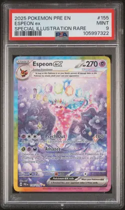 2025 POKEMON PRE EN-PRISMATIC EVOLUTIONS #155 ESPEON EX PSA 9 - Image 1