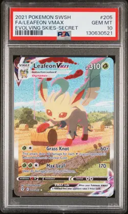 2021 POKEMON SWORD & SHIELD EVOLVING SKIES SECRET FULL ART/LEAFEON VMAX PSA 10 - Image 1