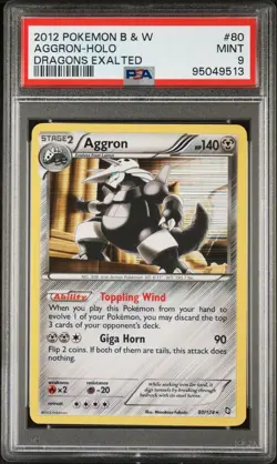 PSA 9 Mint 2012 Pokemon Black & White Dragons Exalted Aggron Holo 80/124 - Image 1