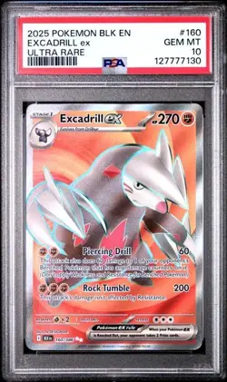 2025 Pokemon SV: BLK EN-Black Bolt - 160/086 Excadrill EX - PSA 10 - Image 1