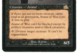 Avatar of Woe 56/143 Prophecy 2000 (PCY) Heavily Played HP Rare MTG Magic - Image 4