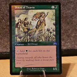 MTG Priest Of Titania Modern Horizons 3 Foil Retro Frame 428 NM Fresh Pull - Image 1