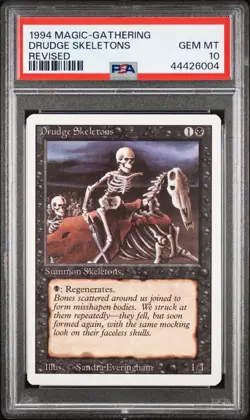 1994 Revised Magic The Gathering MTG Drudge Skeletons PSA 10 Gem Mint - Image 1