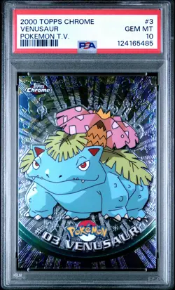 2000 TOPPS CHROME POKEMON T.V. #3 VENUSAUR PSA 10 - Image 1
