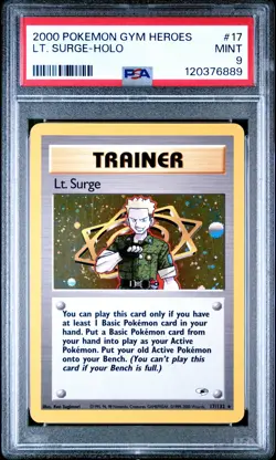 2000 POKEMON GYM HEROES #17 LT. SURGE-HOLO PSA 9 - Image 1