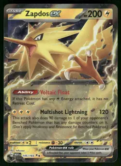 Zapdos ex - 145/165 Double Rare Holo NM Pokemon SV: Scarlet & Violet 151 - Image 1