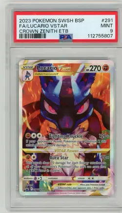2023 Pokemon Crown Zenith ETB Promo Lucario VSTAR SWSH #291 PSA 9 Mint - Image 1