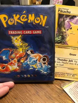 Pokemon 1999 Blue 4-Pocket Binder + card lot, promos, rares, foils, giant cards! - Image 3