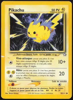Carte Pokemon Pikachu 70/111 Neo Genesis Francais - Image 1