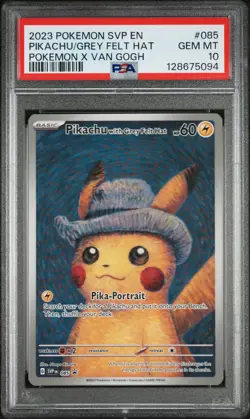 2023 POKEMON SVP EN-SV BLACK STAR PROMO #085 PIKACHU WITH GREY FELT HAT PSA 10 - Image 1