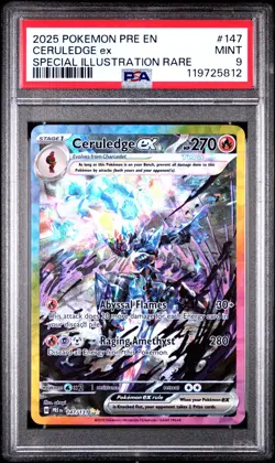 2025 POKEMON PRE EN-PRISMATIC EVOLUTIONS SPECIAL #147/131 CERULEDGE EX PSA 9 - Image 3