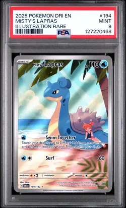 2025 Pokemon Dri En-Destined Rivals #194 Misty'S Lapras Illustration Rare PSA 9 - Image 1