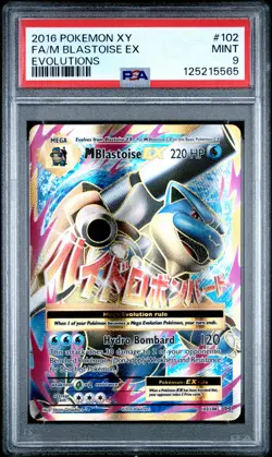 2016 POKEMON XY EVOLUTIONS #102 FULL ART/M BLASTOISE EX PSA 9 - Image 1