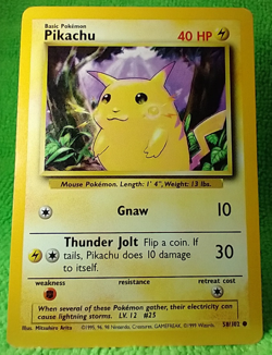 Pikachu Pokemon Card Base Set 58/102 Yellow Cheeks 1999 - NM #N1B - Image 1