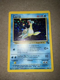 Pokemon TCG Lapras Fossil Holo Unlimited Rare Card 10/62 Vintage - Image 1