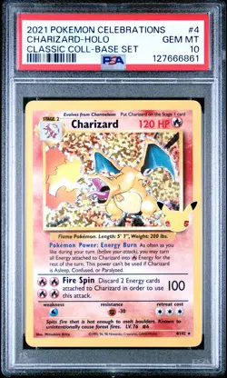 2021 POKEMON CELEBRATIONS CLASSIC COLL #4 CHARIZARD-HOLO PSA 10 - Image 1
