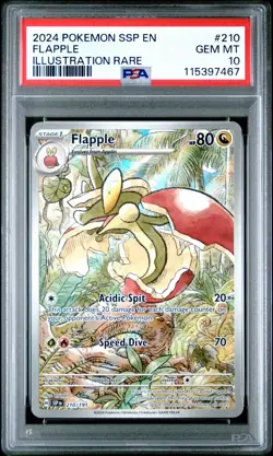 2024 POKEMON SSP EN-SURGING SPARKS ILLUSTRATION RARE #210 FLAPPLE PSA 10 - Image 1