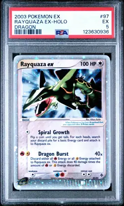 2003 POKEMON EX DRAGON 97/97 RAYQUAZA EX HOLO PSA 5 - Image 1