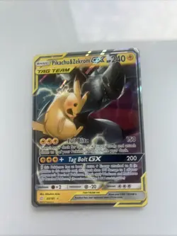 Pokemon Pikachu & Zekrom GX TCG Sun & Moon Holo Ultra Rare Card 33/181 - Image 1