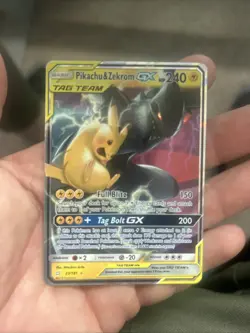 Pokemon Pikachu & Zekrom GX TCG Sun & Moon Holo Ultra Rare Card 33/181 - Image 5