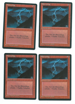 Magic MTG 4x Lightning Bolt FBB German Foreign Black Border www_MoxBeta_com - Image 1