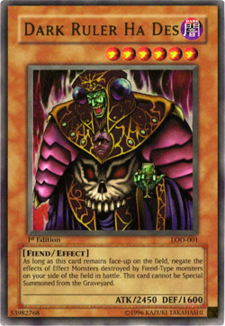 Yu-Gi-Oh Dark Ruler Ha Des LOD-001 1st Edition NM - Image 1