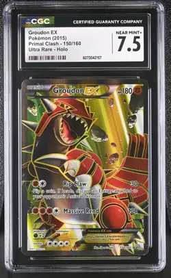 CGC 7.5 Groudon EX 2015 Primal Clash 150/160 Ultra Rare Holo Pokemon Card - Image 1