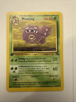 💥 Weezing 45/62 1st Edition Fossil 1999 Rare Non Holo Foil Pokemon Card - Image 1