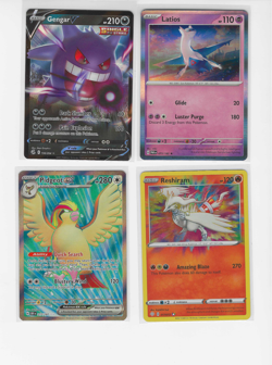 Lot of (4) Pokemon Cards Gengar V Pidgeot EX Reshiram Amazing Latios Holo - Image 1