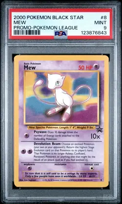 2000 POKEMON PROMO BLACK STAR POKEMON LEAGUE #8 MEW PSA 9 - Image 1