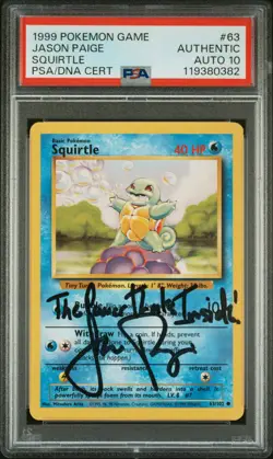 1999 POKEMON BASE SET UNLIMITED #63 SQUIRTLE PSA AUTHENTIC DNA AUTO 10 - Image 1