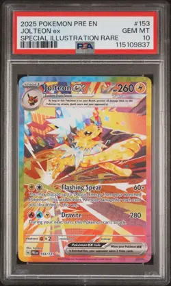 2025 POKEMON PRISMATIC EV #153 JOLTEON EX SPECIAL ILLUSTRATION PSA 10 GEM MINT! - Image 1