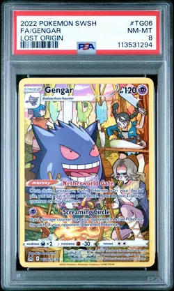 2022 POKEMON SWORD & SHIELD LOST ORIGIN TG06 FULL ART GENGAR PSA 8 NM - MT - Image 1