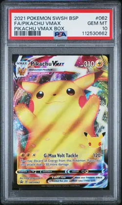 2021 POKEMON EN BLACK STAR PROMO SWSH062 FULL ART PIKACHU VMAX PSA 10 GEM MINT! - Image 1