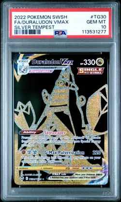 2022 POKEMON EN SWSH SILVER TEMPEST TG30 FULL ART DURALUDON VMAX PSA 10 GEM MINT - Image 1