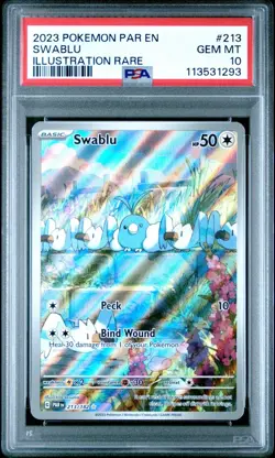 2023 POKEMON PAR EN PARADOX RIFT #213 SWABLU ILLUSTRATION RARE PSA 10 GEM MINT! - Image 1