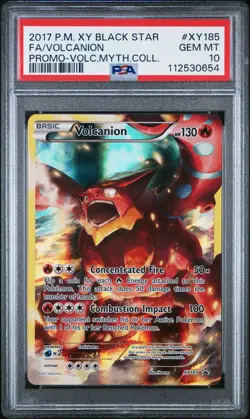 2017 POKEMON XY BLACK STAR PROMO XY185 FULL ART VOLCANION PSA 10 GEM LOW POP! - Image 1