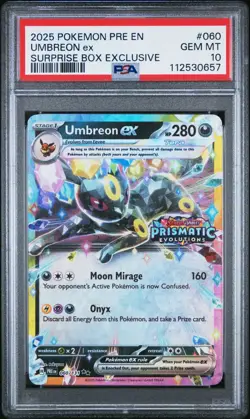 2025 POKEMON EN PRISMATIC EVOLUTIONS #060 UMBREON EX STAMPED PSA 10 GEM MINT! - Image 1