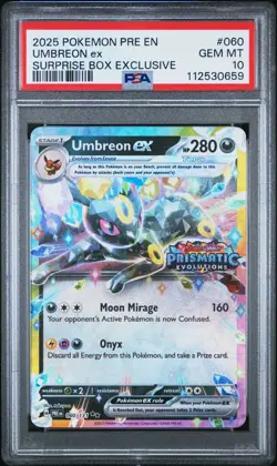 2025 POKEMON EN PRISMATIC EVOLUTIONS #060 UMBREON EX STAMPED PSA 10 GEM MINT! - Image 3