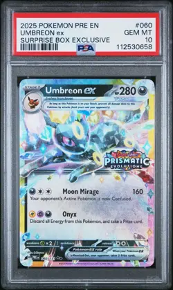 2025 POKEMON EN PRISMATIC EVOLUTIONS #060 UMBREON EX STAMPED PSA 10 GEM MINT! - Image 5