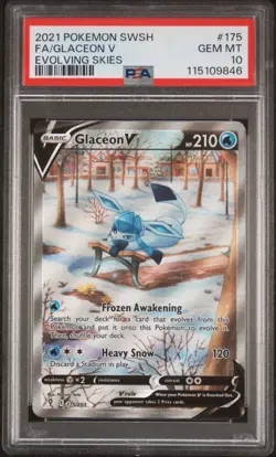 2021 POKEMON EN SWSH EVOLVING SKIES #175 FULL ALT ART GLACEON V PSA 10 GEM MINT! - Image 1